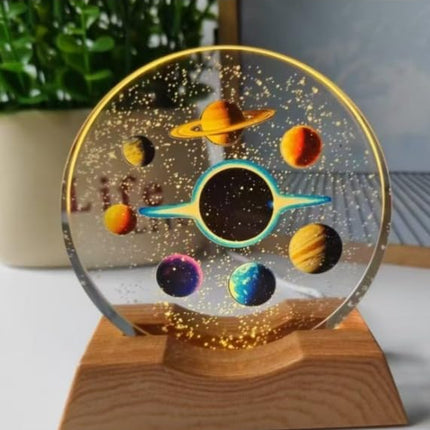 One94Store 3D Engraved Deer Crystal Globe Lamp | USB LED Night Light with Wooden Base | Creative 6 cm Crystal Ball Table Lamp for Bedroom, Home, Office Décor & Gifting (Warm White)