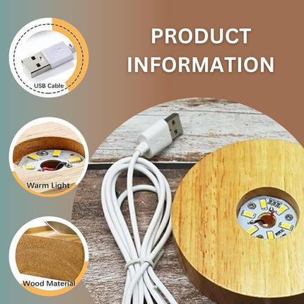 One94Store 3D Engraved Deer Crystal Globe Lamp | USB LED Night Light with Wooden Base | Creative 6 cm Crystal Ball Table Lamp for Bedroom, Home, Office Décor & Gifting (Warm White)