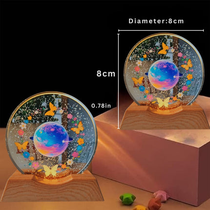 One94Store 3D Engraved Deer Crystal Globe Lamp | USB LED Night Light with Wooden Base | Creative 6 cm Crystal Ball Table Lamp for Bedroom, Home, Office Décor & Gifting (Warm White)