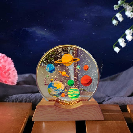 One94Store 3D Engraved Deer Crystal Globe Lamp | USB LED Night Light with Wooden Base | Creative 6 cm Crystal Ball Table Lamp for Bedroom, Home, Office Décor & Gifting (Warm White)