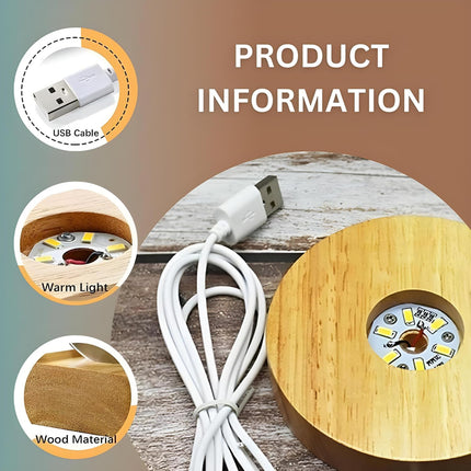 One94Store 3D Engraved Deer Crystal Globe Lamp | USB LED Night Light with Wooden Base | Creative 6 cm Crystal Ball Table Lamp for Bedroom, Home, Office Décor & Gifting (Warm White)