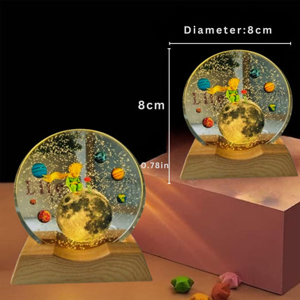 One94Store 3D Engraved Deer Crystal Globe Lamp | USB LED Night Light with Wooden Base | Creative 6 cm Crystal Ball Table Lamp for Bedroom, Home, Office Décor & Gifting (Warm White)