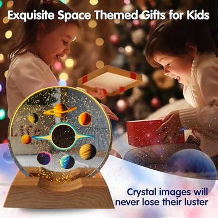 One94Store 3D Engraved Deer Crystal Globe Lamp | USB LED Night Light with Wooden Base | Creative 6 cm Crystal Ball Table Lamp for Bedroom, Home, Office Décor & Gifting (Warm White)